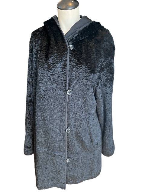 Creenstone Black Faux Fur Pre-Owned Ladies Coat - Size 8 - Margaret’s Fine Consignment