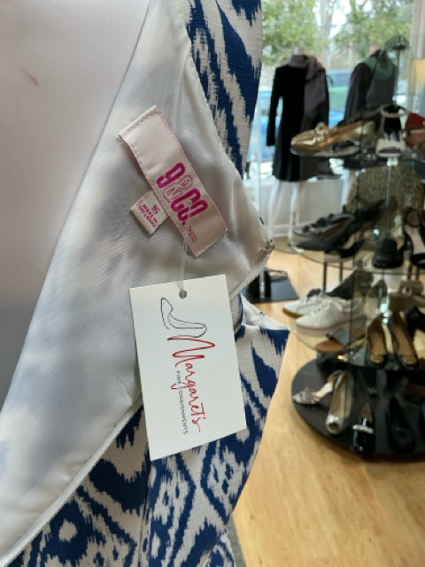 9&amp;CO. Blue/White Print Pre-Owned Ladies Dress - Size 16