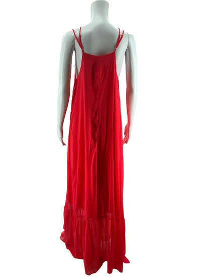 GB Neon Red Tiered Spaghetti Strap Maxi Dress Size Large - ONLINE ONLY