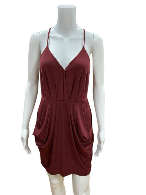 BCBG Maroon Solid Dress Size Small