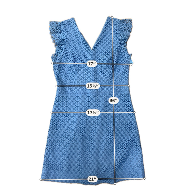 DRAPER JAMES Blue A-Line Blue Eyelet Flutter Sleeve Dress V-Neck NWT Size 14 - Size 14