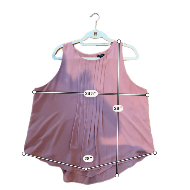 Ann Taylor Pleated Sleeveless Chiffon Shell Top Salmon Pink | XL