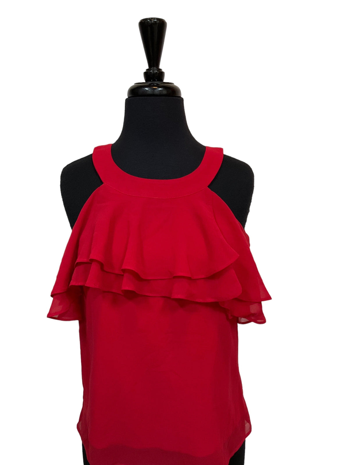 Julie Brown Size 2 Red Ruffle Casual Top