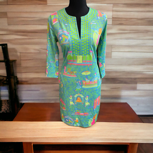 Gretchen Scott Size XS Blue/Lime/Pink/Orange Print Dress