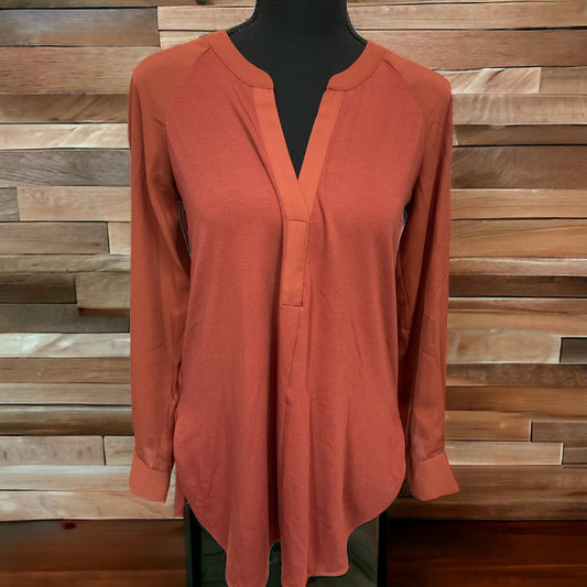 Lysse Size XS RUST Solid Blouse - Downstairs