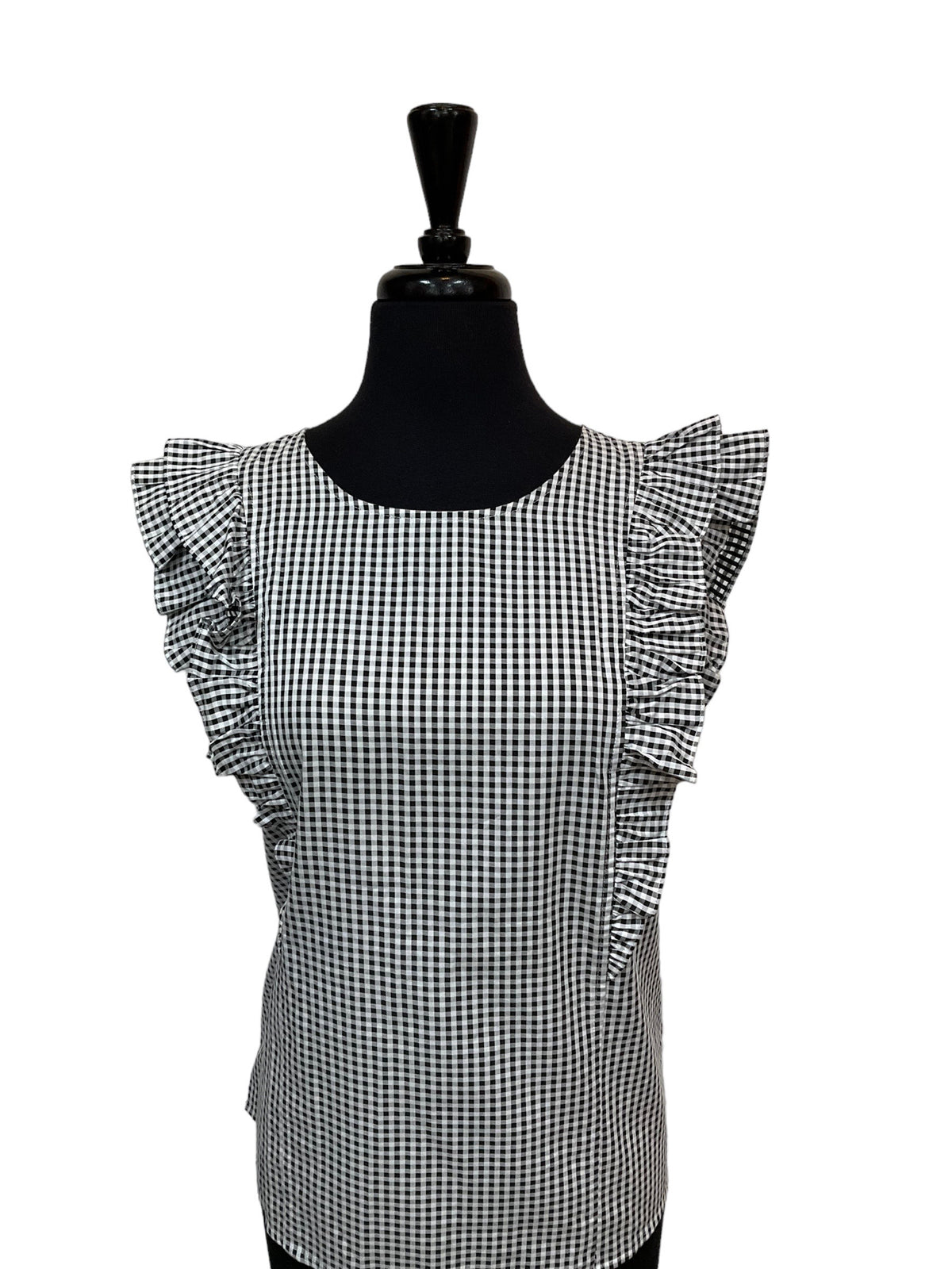Tyler Boe Size S white/black Checkered Casual Top - Upstairs