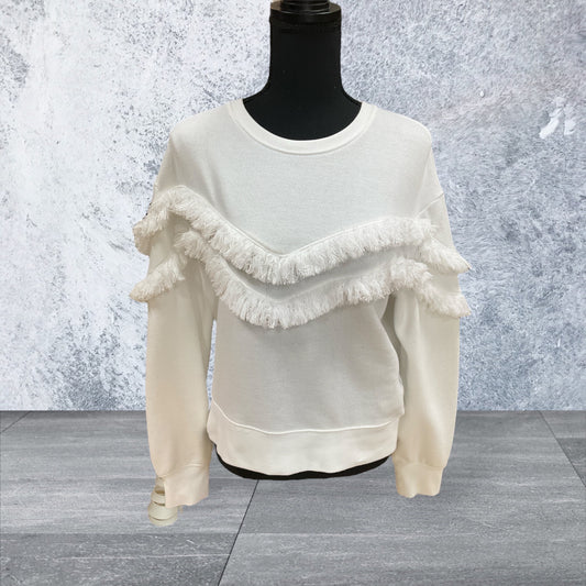 Rails Size M White Fringe Sweatshirt