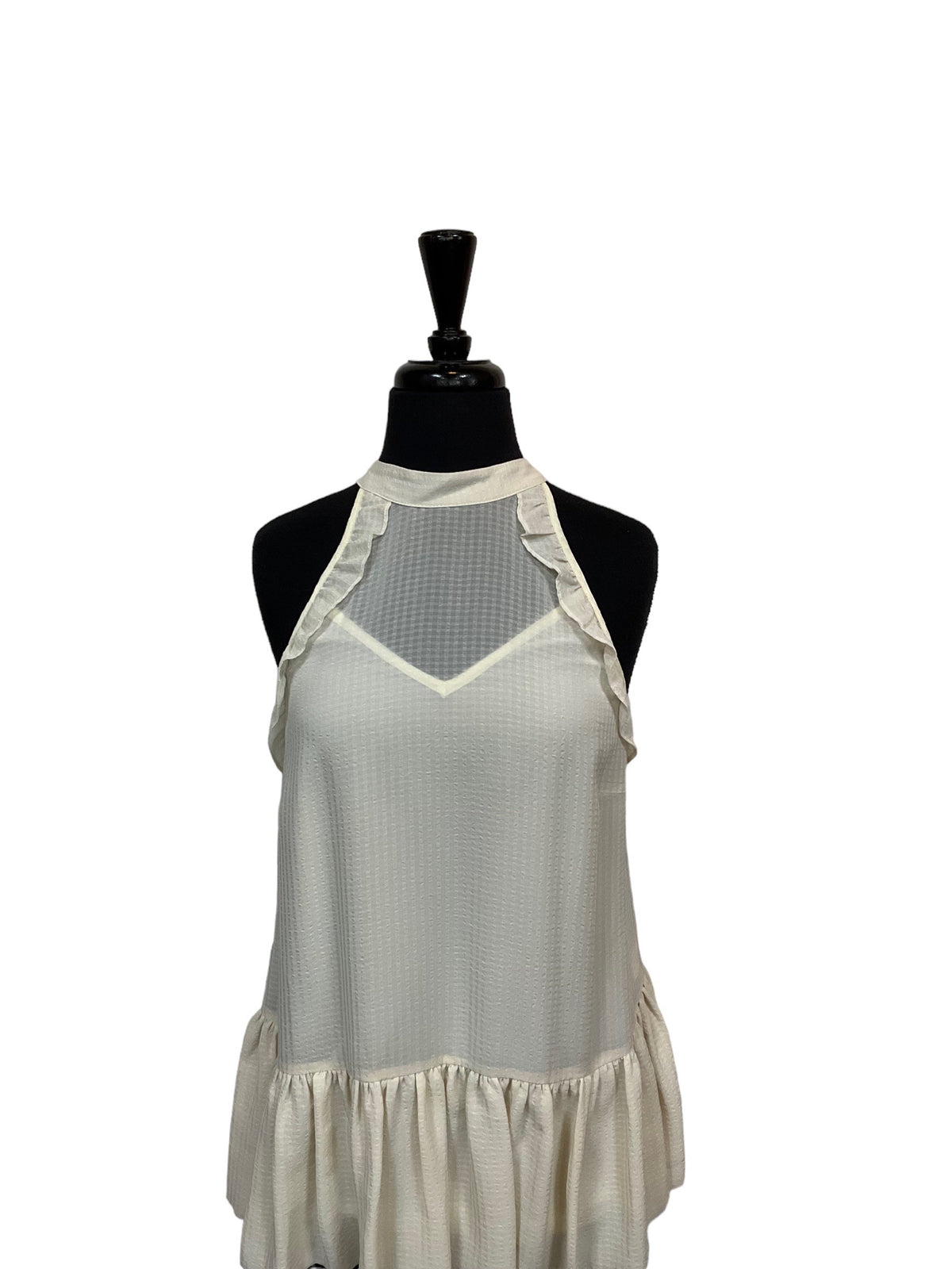 Julie Brown Size 4 Ivory Sheer Casual Top